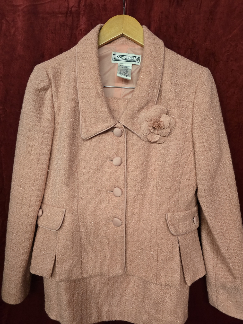 Jessica Howard Dusty Pink Tweed BlazerFloral Accent . Someone Call ELLE WOODS - Picture 2 of 6